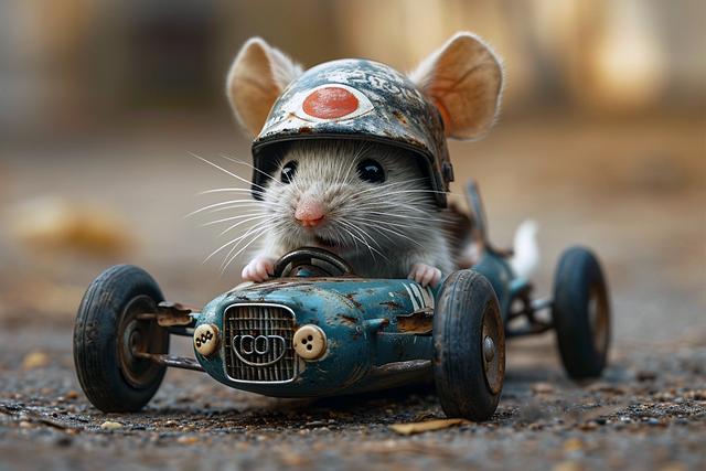 ai generated, mouse, racing car