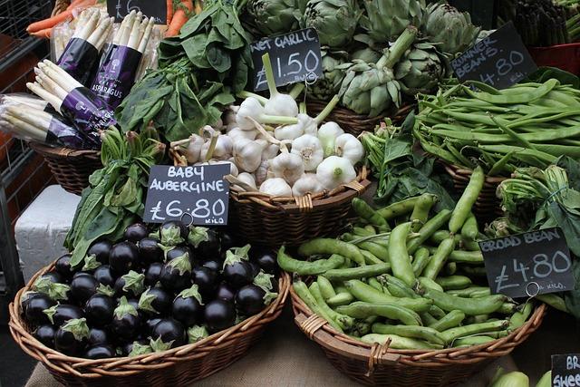 market, vegetables, eggplant