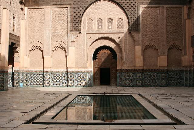 morocco, quranic school, swimming pool